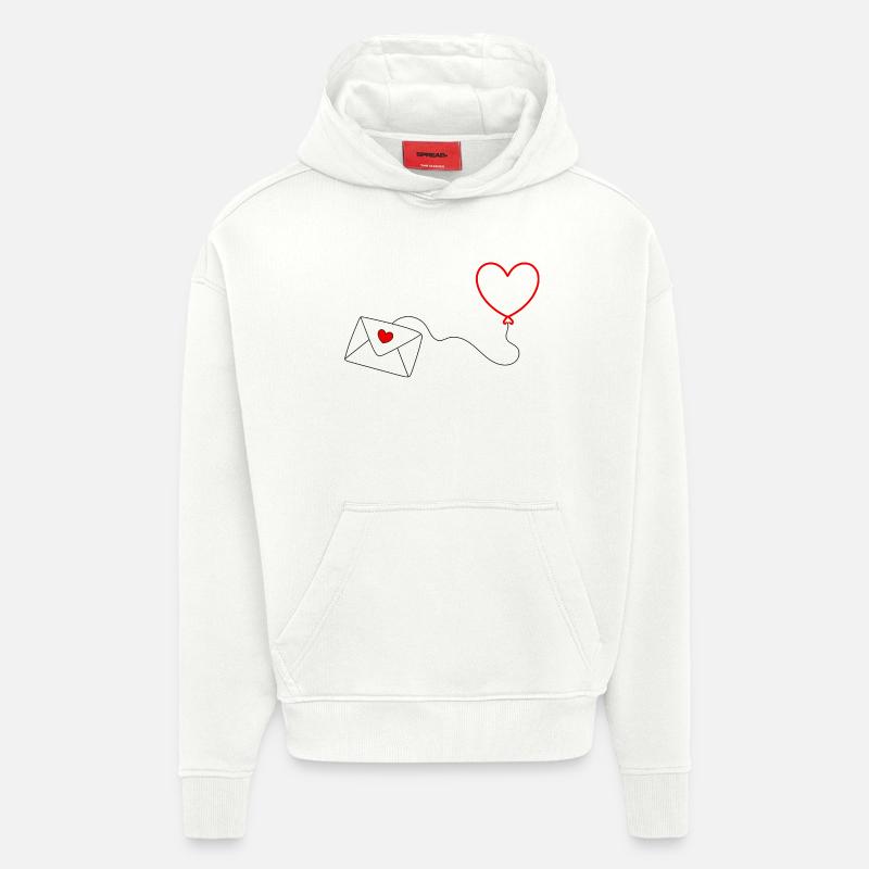 Saint-Valentin, Saint-Valentin, Saint-Valentin - Sweat à capuche bio épais oversize fabriqué en UE - OFF WHITE