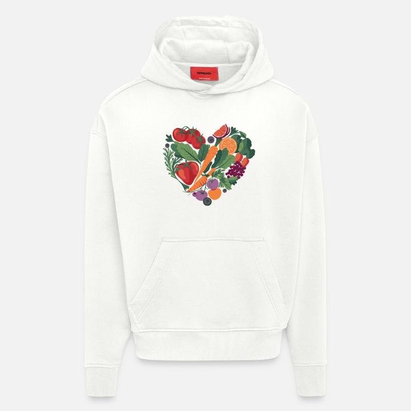 Gesunder Lebensstil Herz Gemüse - Hoodie- made by SPREAD  - OFF WHITE