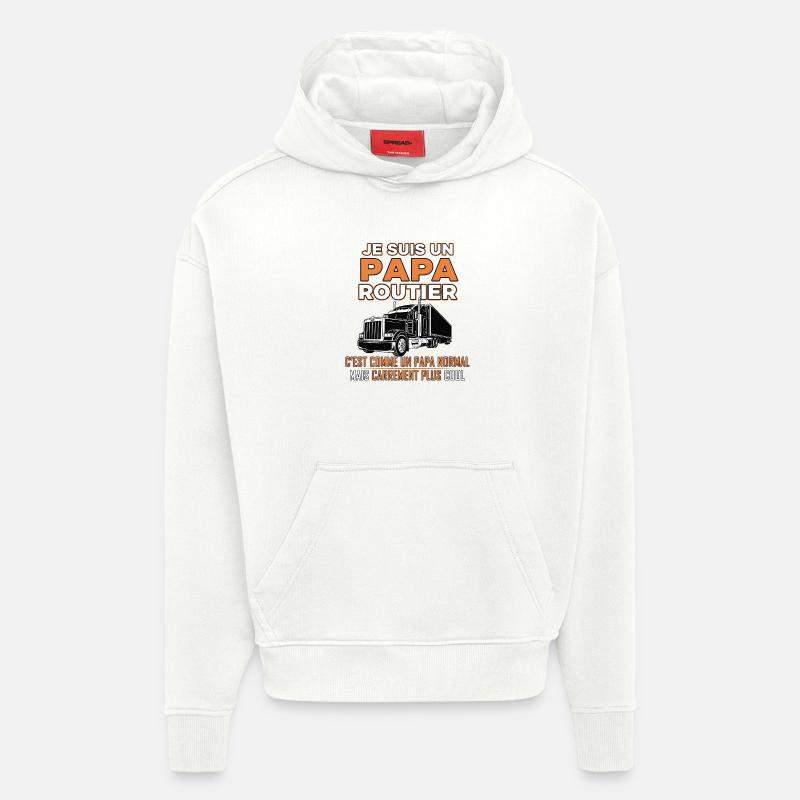 Papa routier plus cool - Sweat à capuche bio épais oversize fabriqué en UE - OFF WHITE