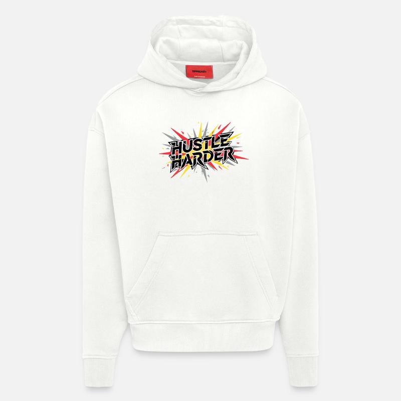 Hustle Graffiti Pulse - Sweat à capuche bio épais oversize fabriqué en UE - OFF WHITE