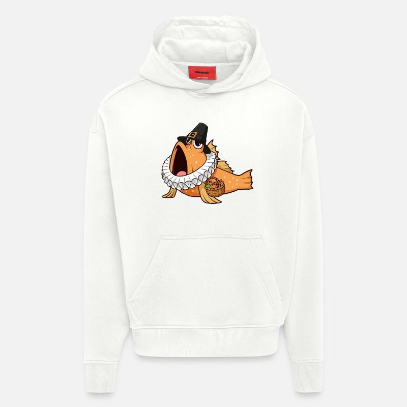 Kawaii Mudskipper – Thanksgiving - Sweat à capuche bio épais oversize fabriqué en UE - OFF WHITE