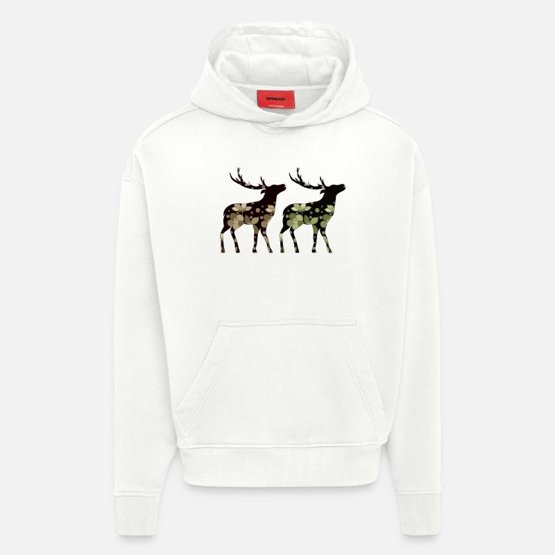 Cerf - Sweat à capuche bio épais oversize fabriqué en UE - OFF WHITE