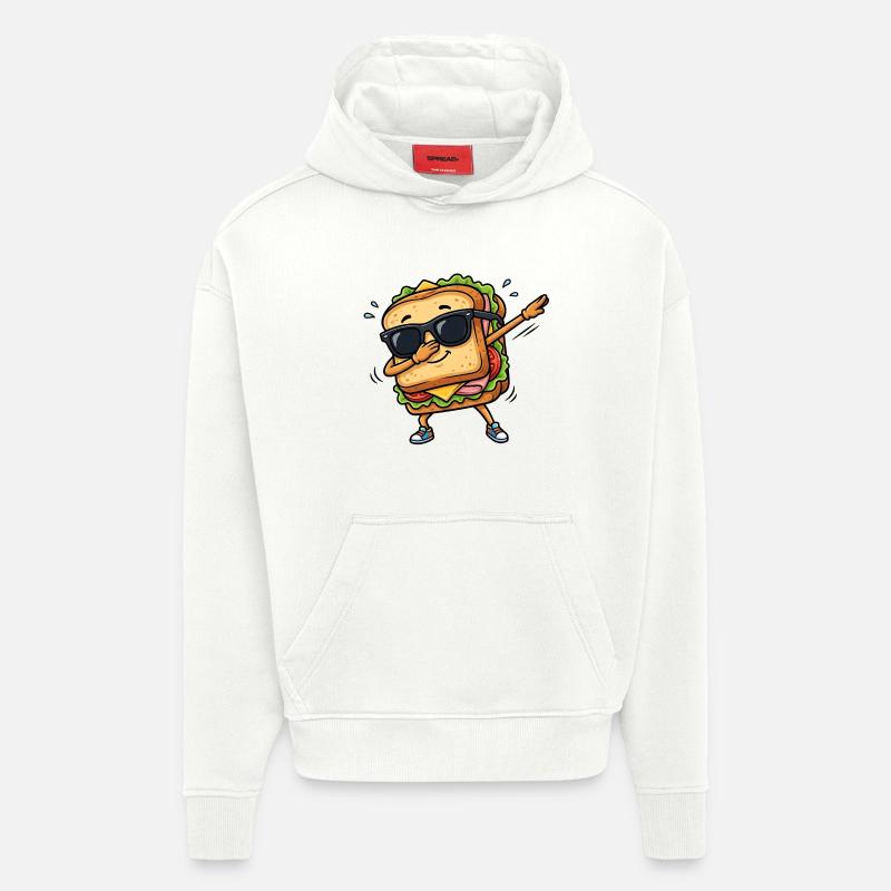 Sandwich à tamponner - Sweat à capuche bio épais oversize fabriqué en UE - OFF WHITE
