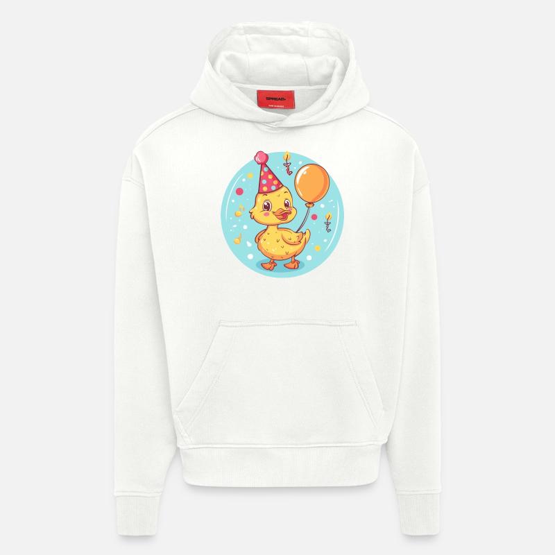 Canard Anniversaire Bébé - Sweat à capuche bio épais oversize fabriqué en UE - OFF WHITE