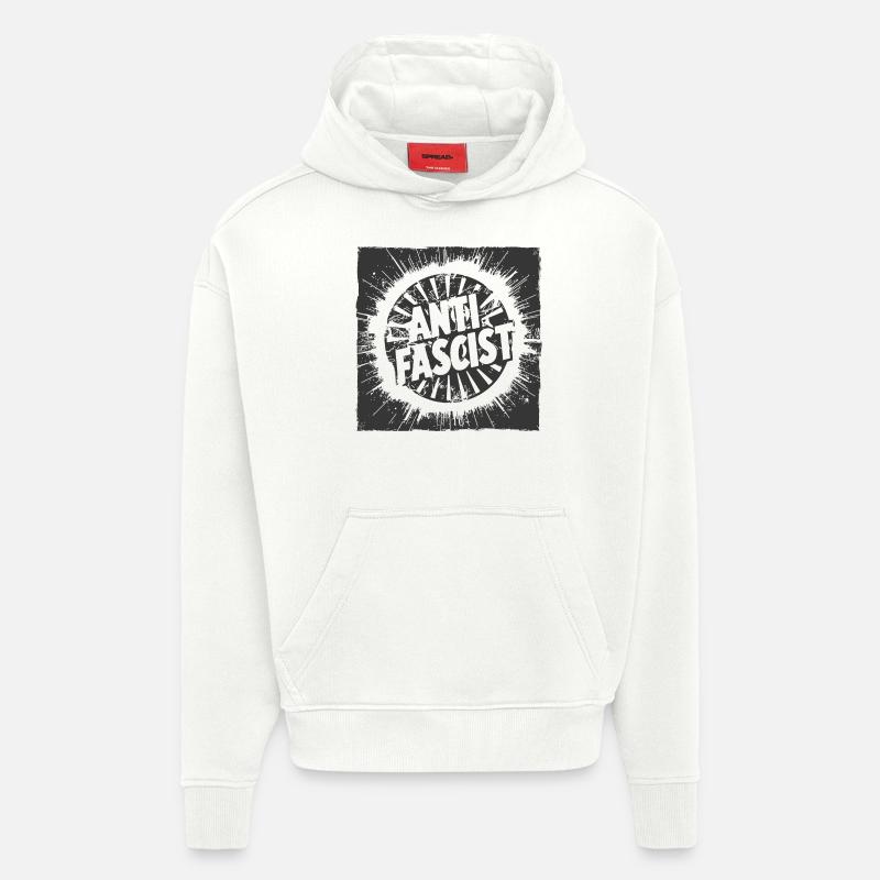 antifascisteCercle antifasciste - Sweat à capuche bio épais oversize fabriqué en UE - OFF WHITE