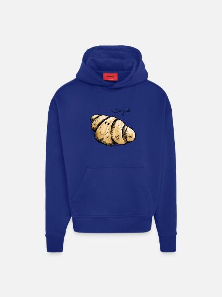 Bonjour smaczne croissant - Ilustracja - Ekologiczna bluza z kapturem oversize z grubego materiału wyprodukowana w UE - OFF WHITE