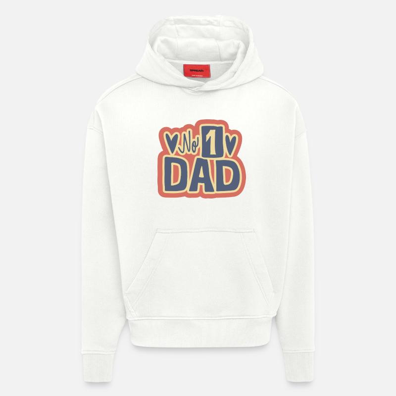 No 1 Dad Heart Design - Sweat à capuche bio épais oversize fabriqué en UE - OFF WHITE