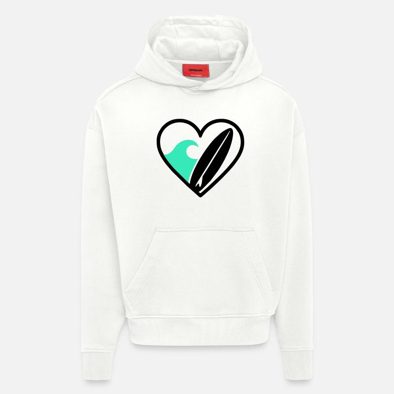 Surf Heart Wave Board Sea Summer - Hoodie- made by SPREAD  - OFF WHITE