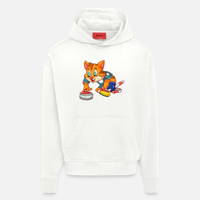 Curlingspieler Katze - Hoodie- made by SPREAD  - OFF WHITE