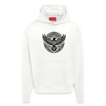 Corbeau triskel - Silence noir - Sweat à capuche bio épais oversize fabriqué en UE - OFF WHITE - Devant