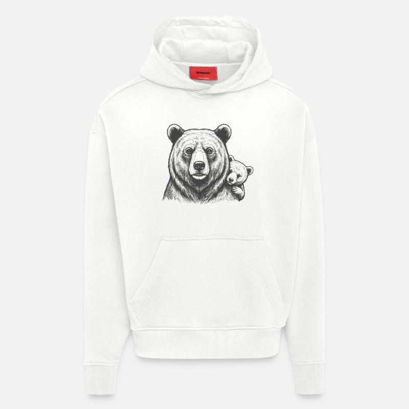 Papa et bébé des Bears - Sweat à capuche bio épais oversize fabriqué en UE - OFF WHITE