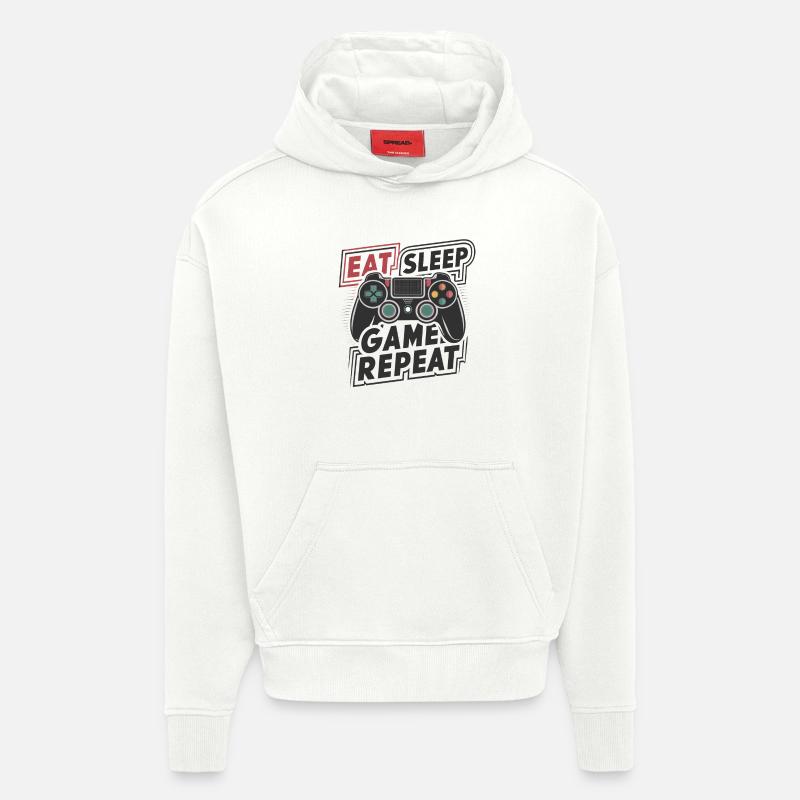 Manger, dormir, jouer, répéter - Sweat à capuche bio épais oversize fabriqué en UE - OFF WHITE