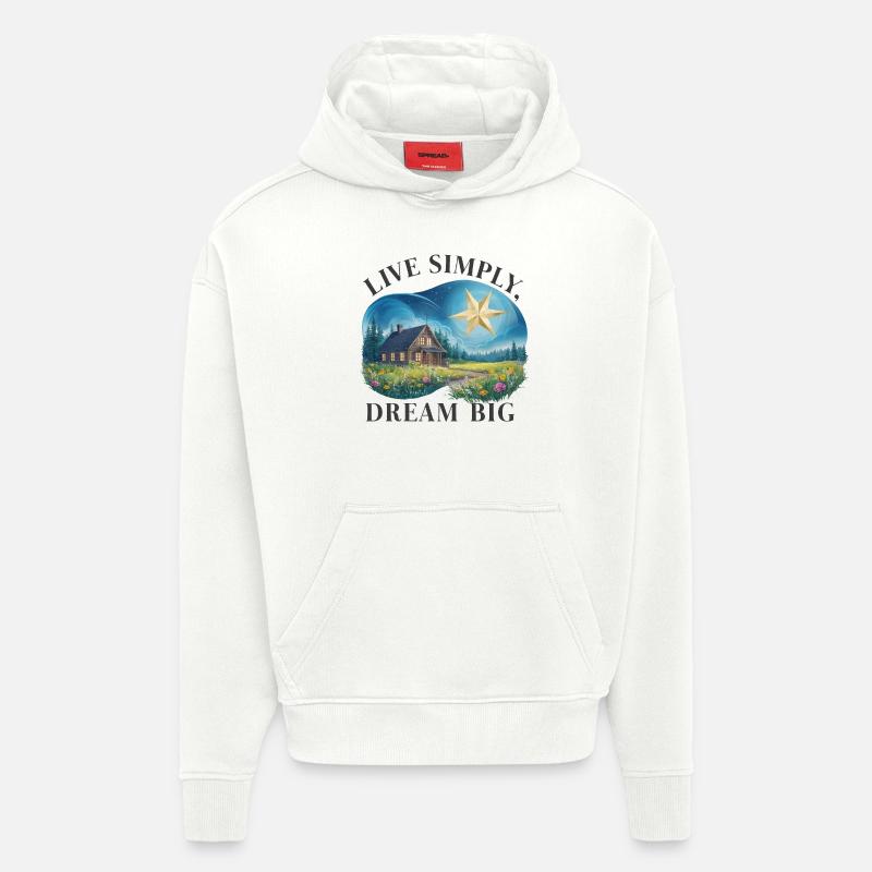 Vivre simplement, rêver grand - Sweat à capuche bio épais oversize fabriqué en UE - OFF WHITE