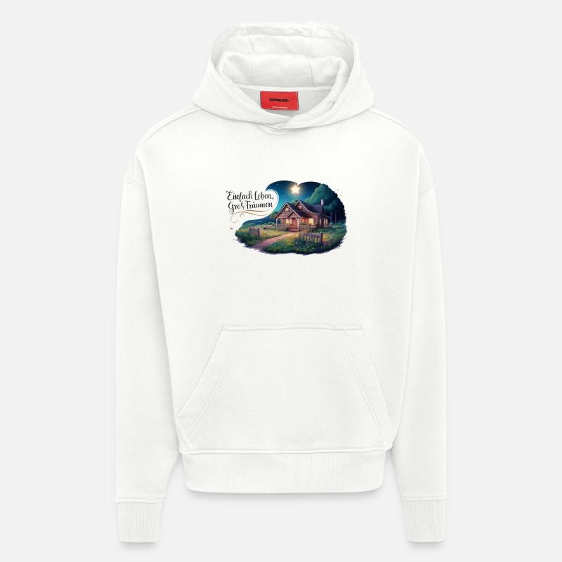 Vivre simplement, rêver grand - Sweat à capuche bio épais oversize fabriqué en UE - OFF WHITE