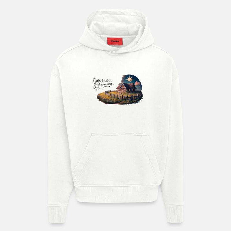 Vivre simplement, rêver grand - Sweat à capuche bio épais oversize fabriqué en UE - OFF WHITE