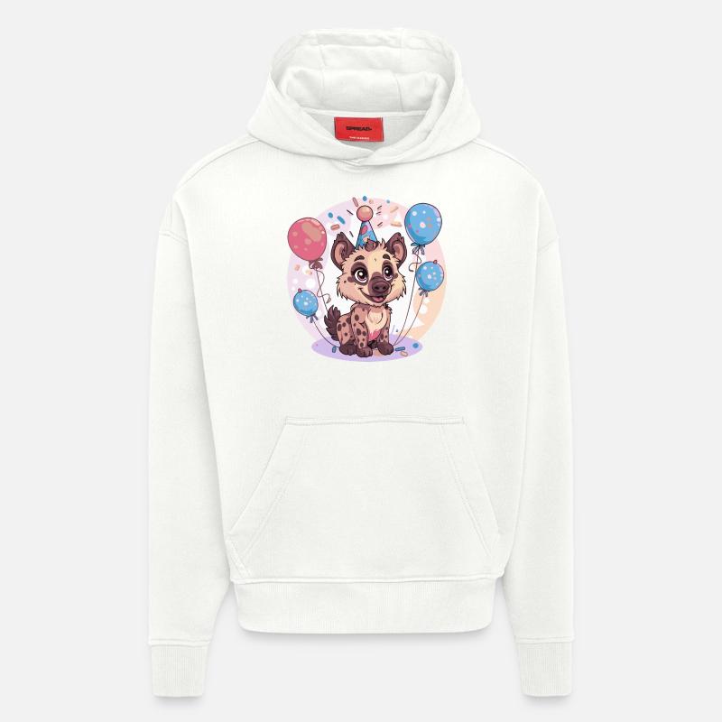 Hyène Anniversaire Bébé - Sweat à capuche bio épais oversize fabriqué en UE - OFF WHITE