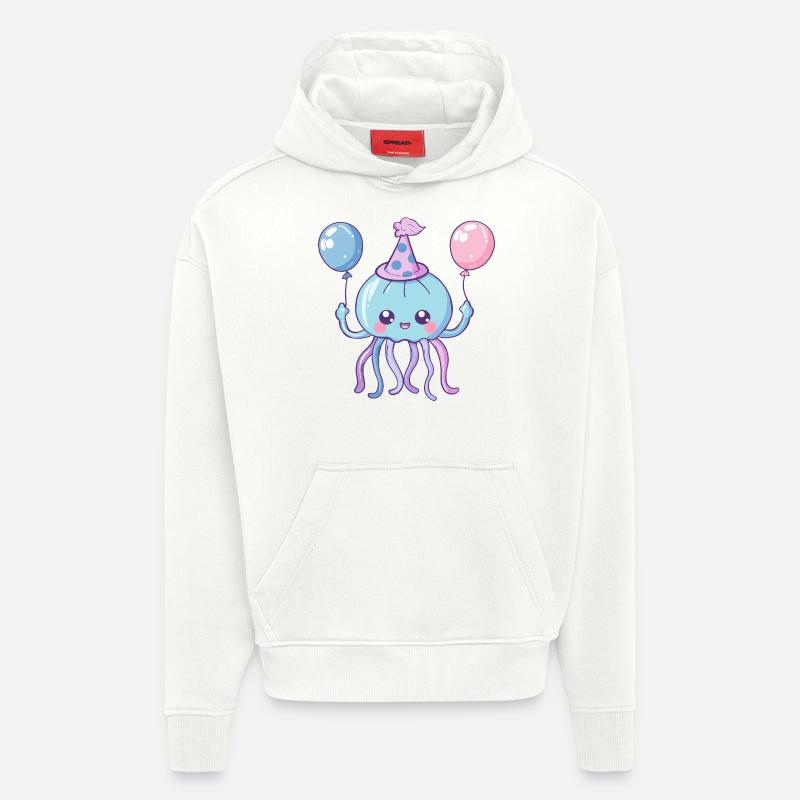 Méduse Anniversaire Bébé - Sweat à capuche bio épais oversize fabriqué en UE - OFF WHITE
