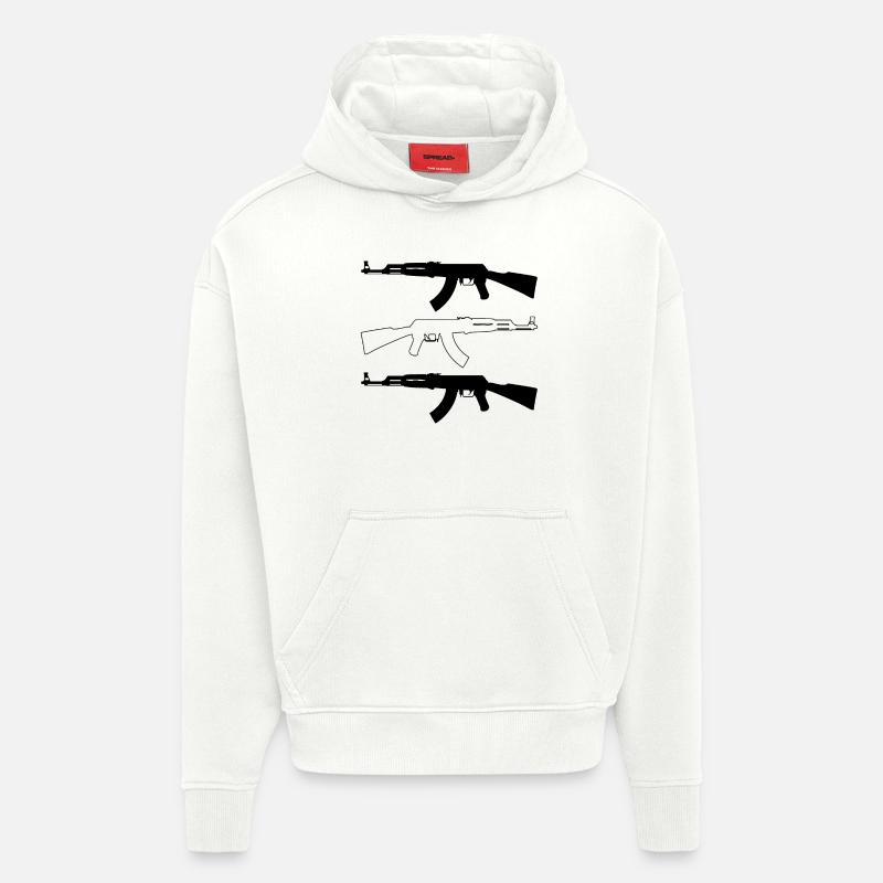 Ak 47 - Sweat à capuche bio épais oversize fabriqué en UE - OFF WHITE