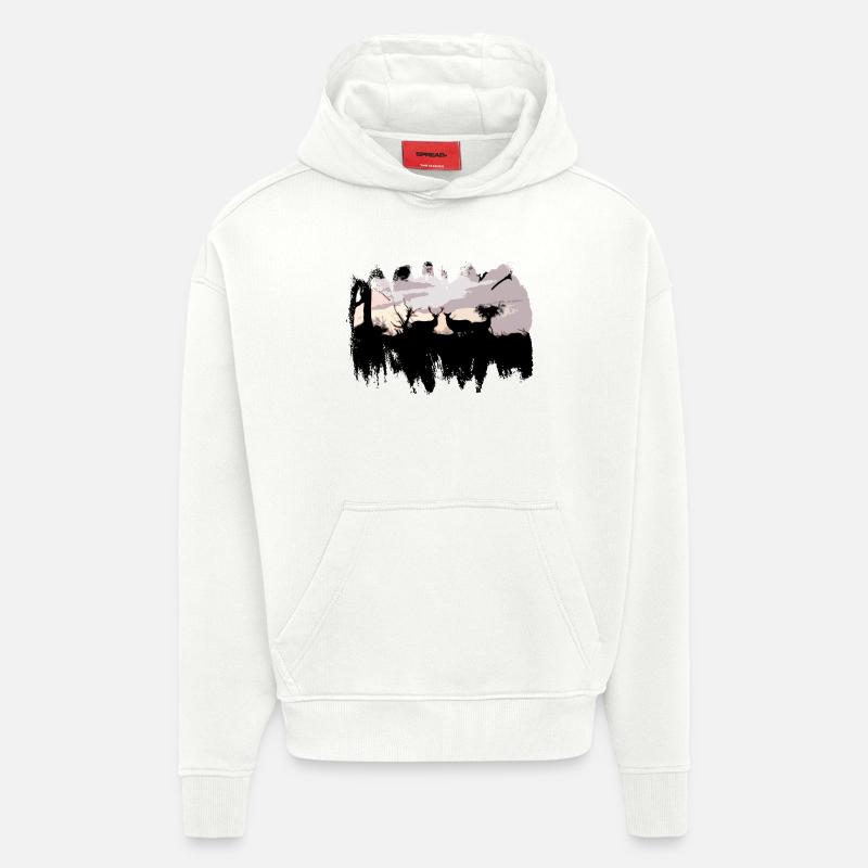 cervides a l'approche - Sweat à capuche bio épais oversize fabriqué en UE - OFF WHITE