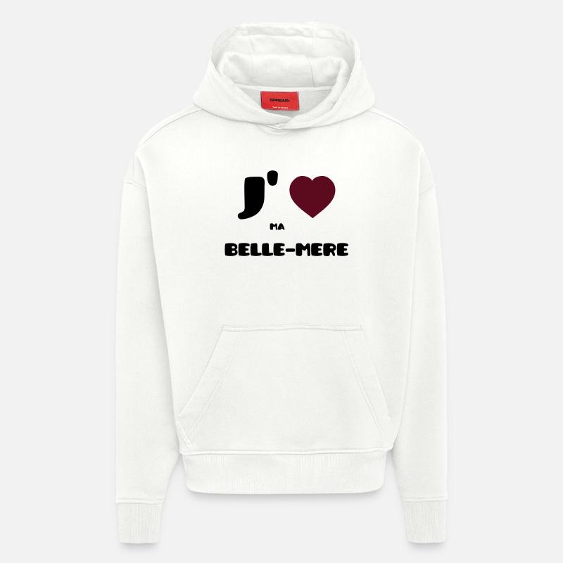 J'aime ma belle-mère (V) - Sweat à capuche bio épais oversize fabriqué en UE - OFF WHITE