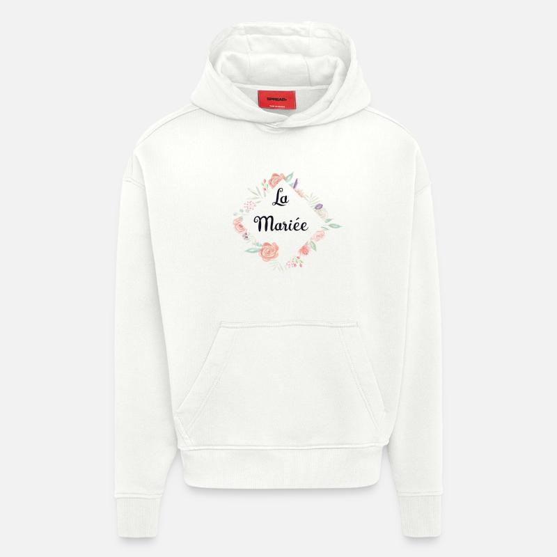 Fleurs Romantiques La Mariée - Sweat à capuche bio épais oversize fabriqué en UE - OFF WHITE