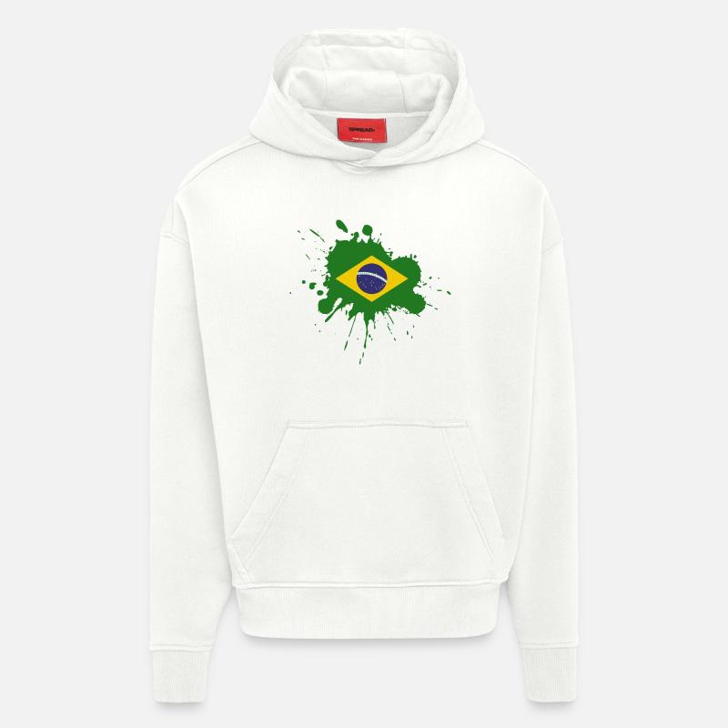 Brasilien Flagge Fleckendesign - Hoodie- made by SPREAD  - OFF WHITE