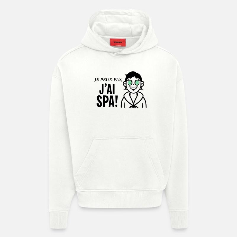 Je peux pas j'ai Spa - Sweat à capuche bio épais oversize fabriqué en UE - OFF WHITE