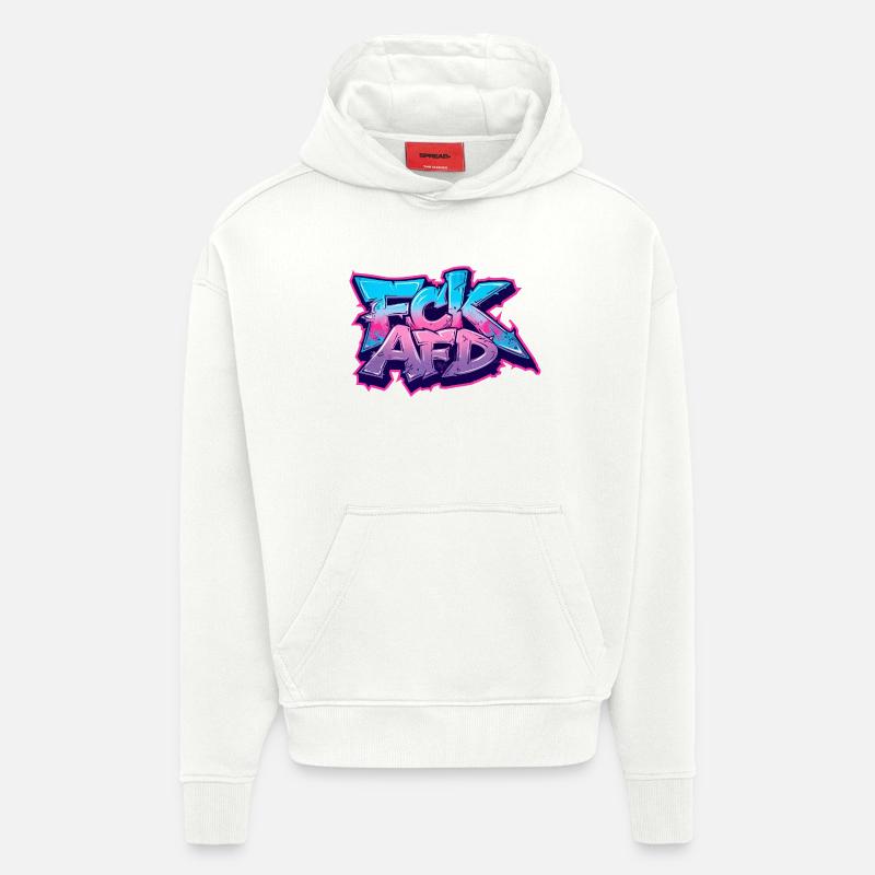 Déclaration Graffiti Antifa - Sweat à capuche bio épais oversize fabriqué en UE - OFF WHITE