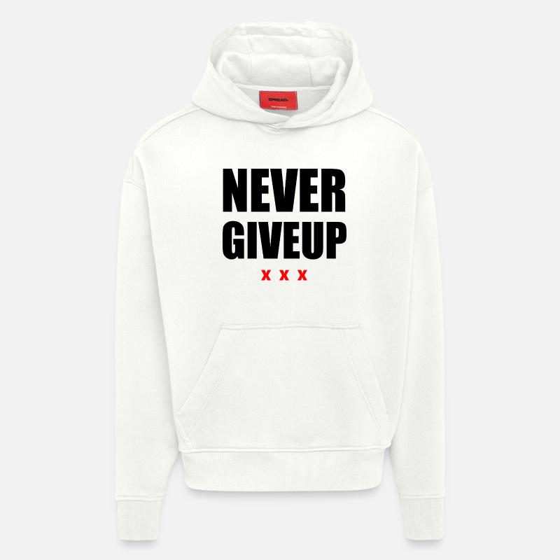 Never Give Up Black/Red - Hoodie- made by SPREAD  - OFF WHITE