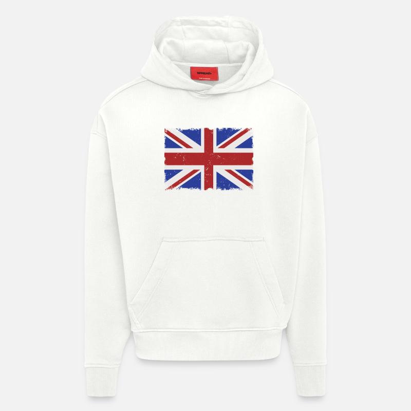 Grunge UK flag - Hoodie- made by SPREAD  - OFF WHITE