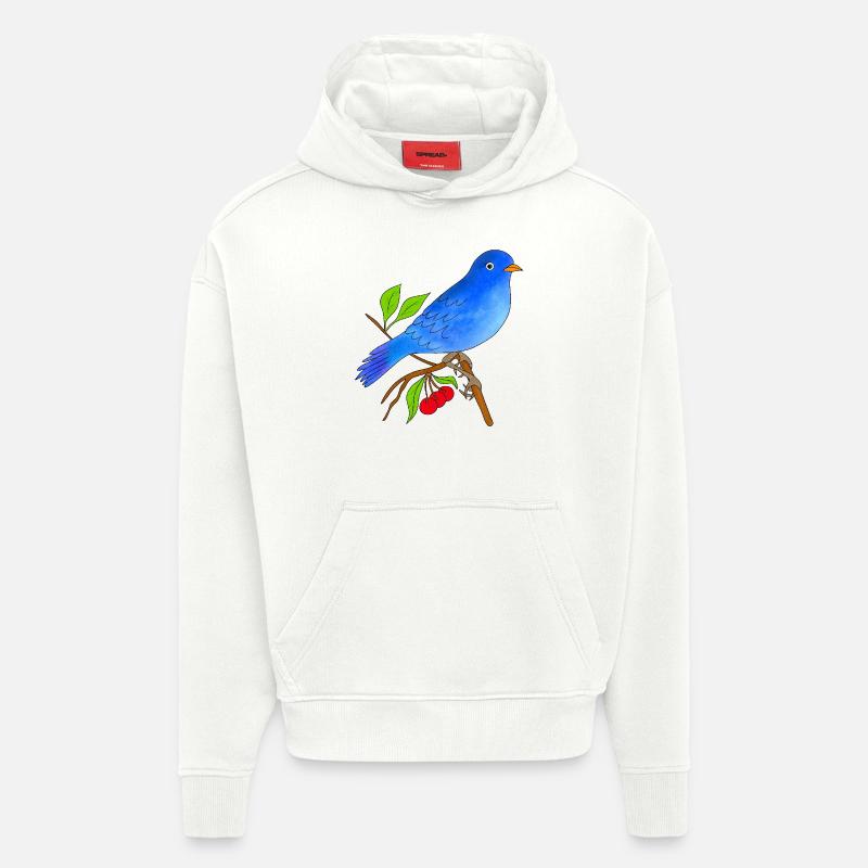 Blauer Vogel - Hoodie- made by SPREAD  - OFF WHITE