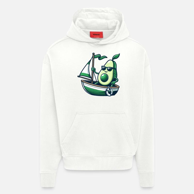 Dériveur d’été cool avec avocat - Sweat à capuche bio épais oversize fabriqué en UE - OFF WHITE