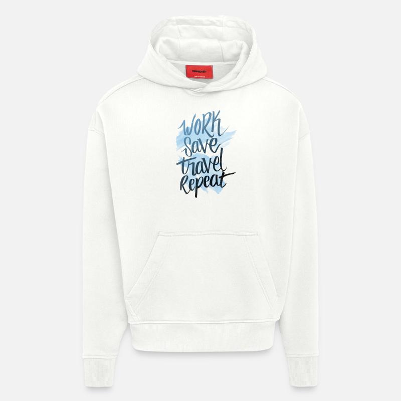 Enregistrer travail Répéter Voyage - Sweat à capuche bio épais oversize fabriqué en UE - OFF WHITE