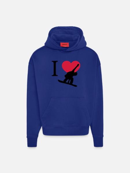 J'aime Snowboarding - Sweat à capuche bio épais oversize fabriqué en UE - OFF WHITE
