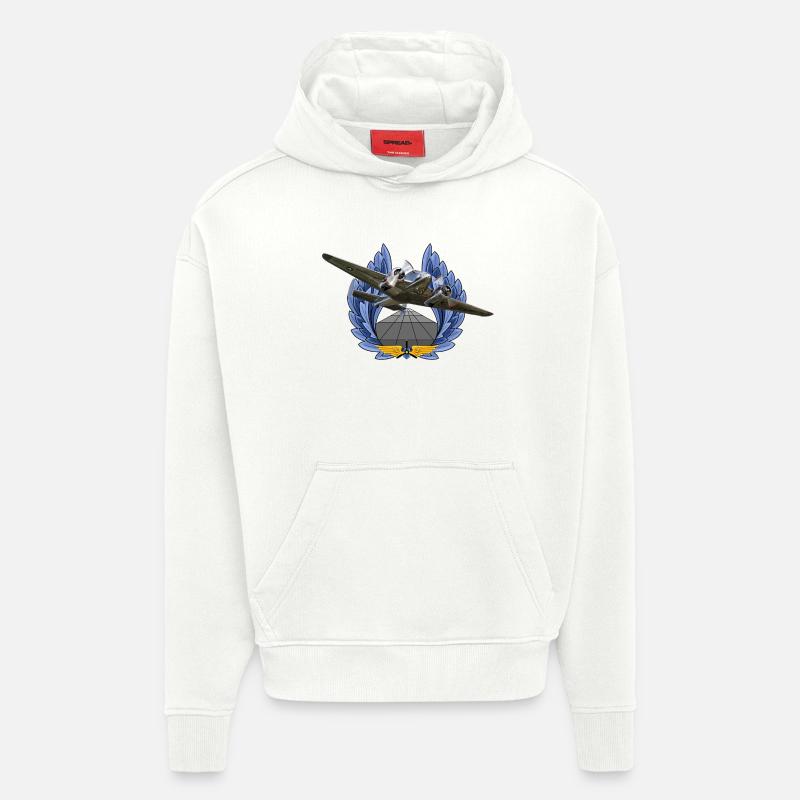 Beechcraft Modèle 18 - Sweat à capuche bio épais oversize fabriqué en UE - OFF WHITE