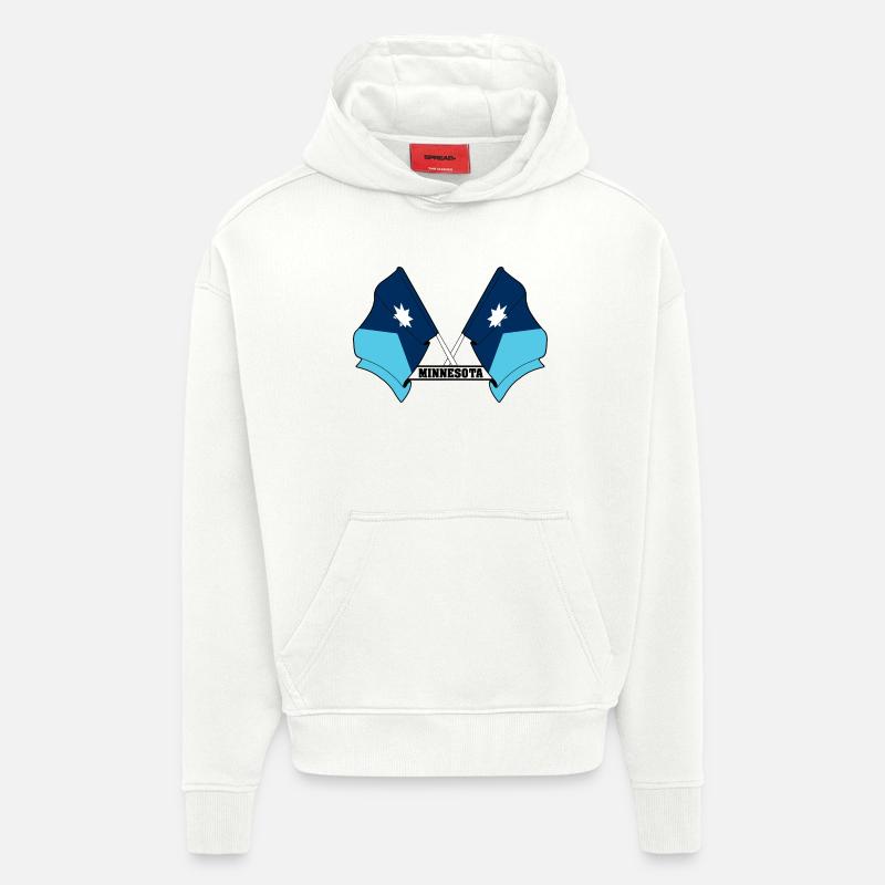 Deux drapeaux texte MINNESOTA - Sweat à capuche bio épais oversize fabriqué en UE - OFF WHITE