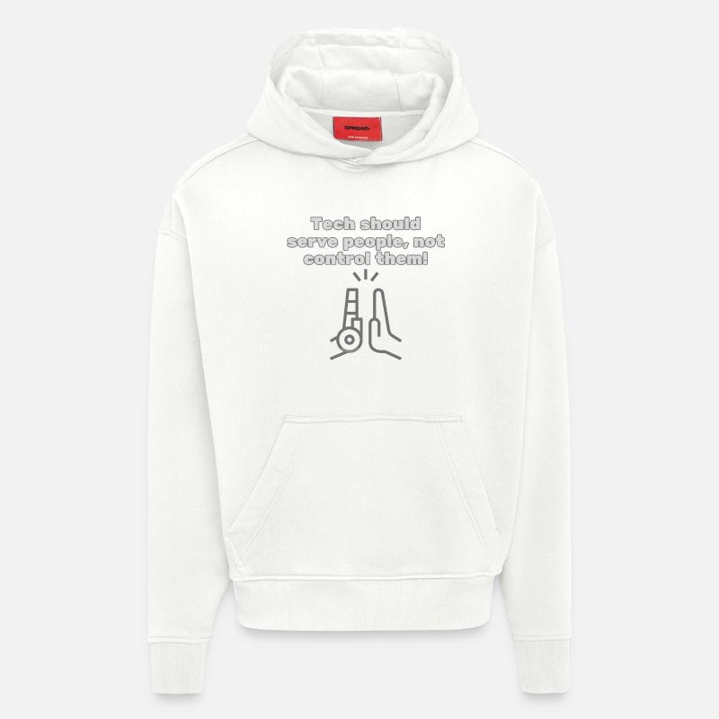 Tech should serve people - #EthicalTech Statement - Hoodie- made by SPREAD  - OFF WHITE