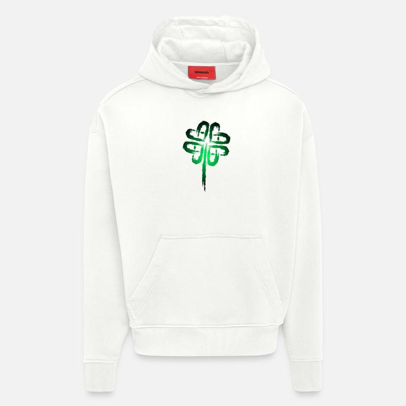 Symbole de trèfle Symboles celtiques - Sweat à capuche bio épais oversize fabriqué en UE - OFF WHITE