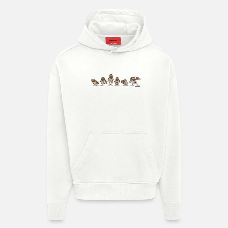 Owls - Brown - Sweat à capuche bio épais oversize fabriqué en UE - OFF WHITE