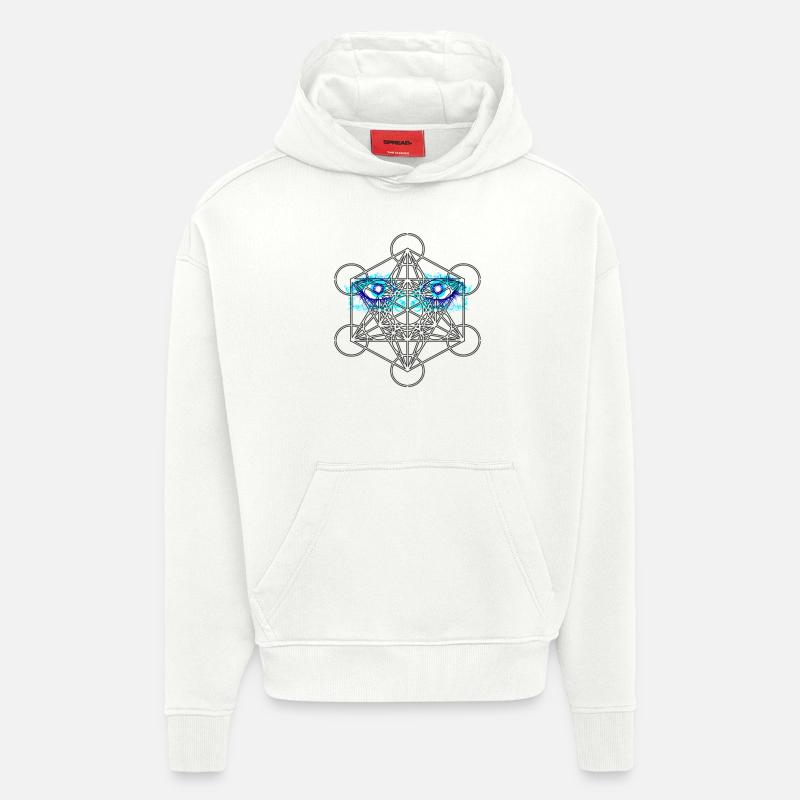 Metatron Eyes - Sweat à capuche bio épais oversize fabriqué en UE - OFF WHITE
