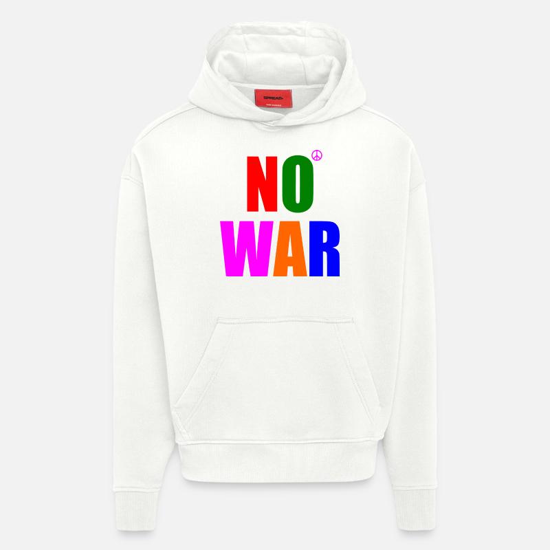 No war - Sweat à capuche bio épais oversize fabriqué en UE - OFF WHITE