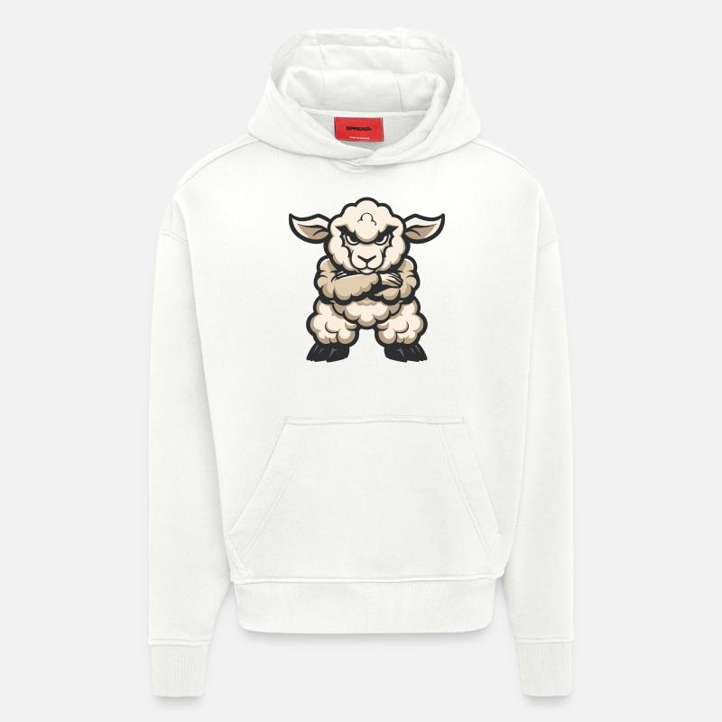 Bande dessinée de mouton - Sweat à capuche bio épais oversize fabriqué en UE - OFF WHITE