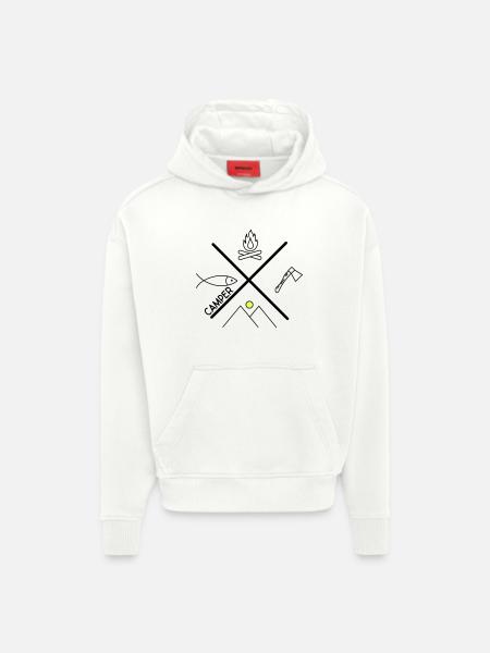 Fun design for campers - Hoodie- made by SPREAD  - OFF WHITE
