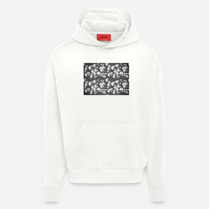 Deco pattern grey-white - Hoodie- made by SPREAD  - OFF WHITE