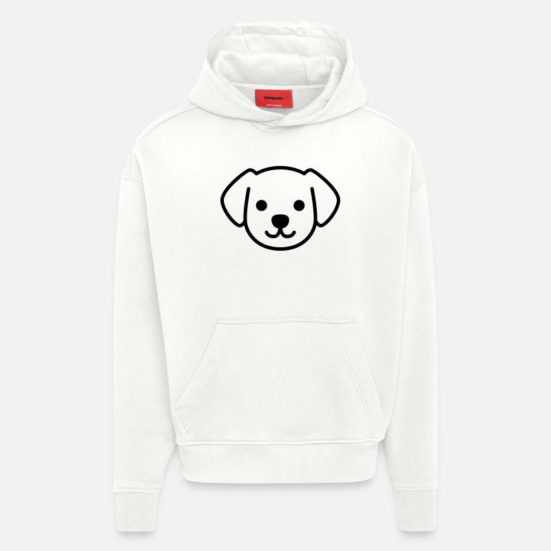 Face de chiot - Sweat à capuche bio épais oversize fabriqué en UE - OFF WHITE