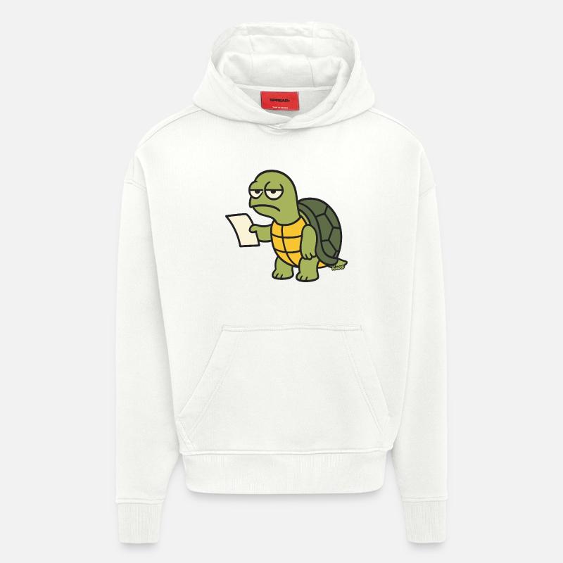 Tortue lente avec papier - Sweat à capuche bio épais oversize fabriqué en UE - OFF WHITE