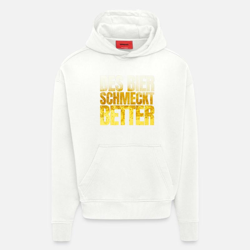 La bière du Tyrol est meilleure - Sweat à capuche bio épais oversize fabriqué en UE - OFF WHITE