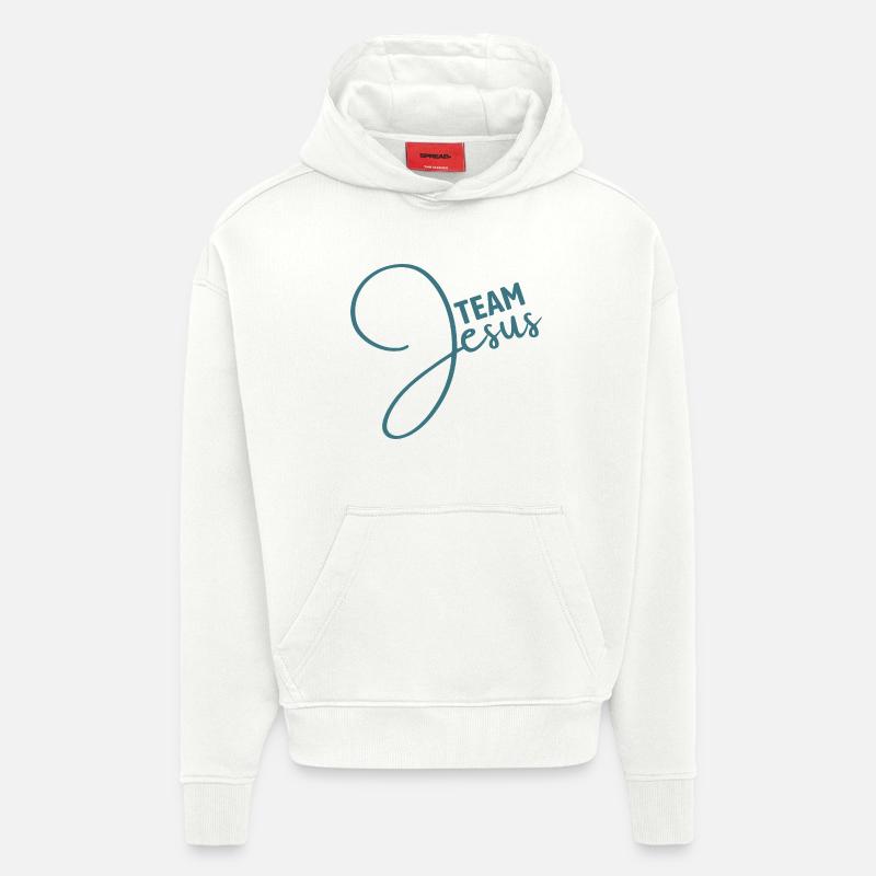 Team Jesus | Foi | Religion - Sweat à capuche bio épais oversize fabriqué en UE - OFF WHITE