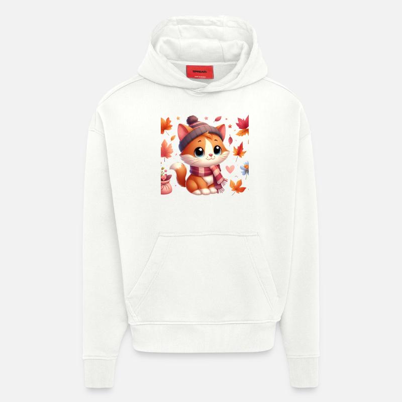 chat automne4 - Sweat à capuche bio épais oversize fabriqué en UE - OFF WHITE