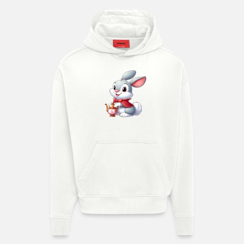 lapin 12 - Sweat à capuche bio épais oversize fabriqué en UE - OFF WHITE